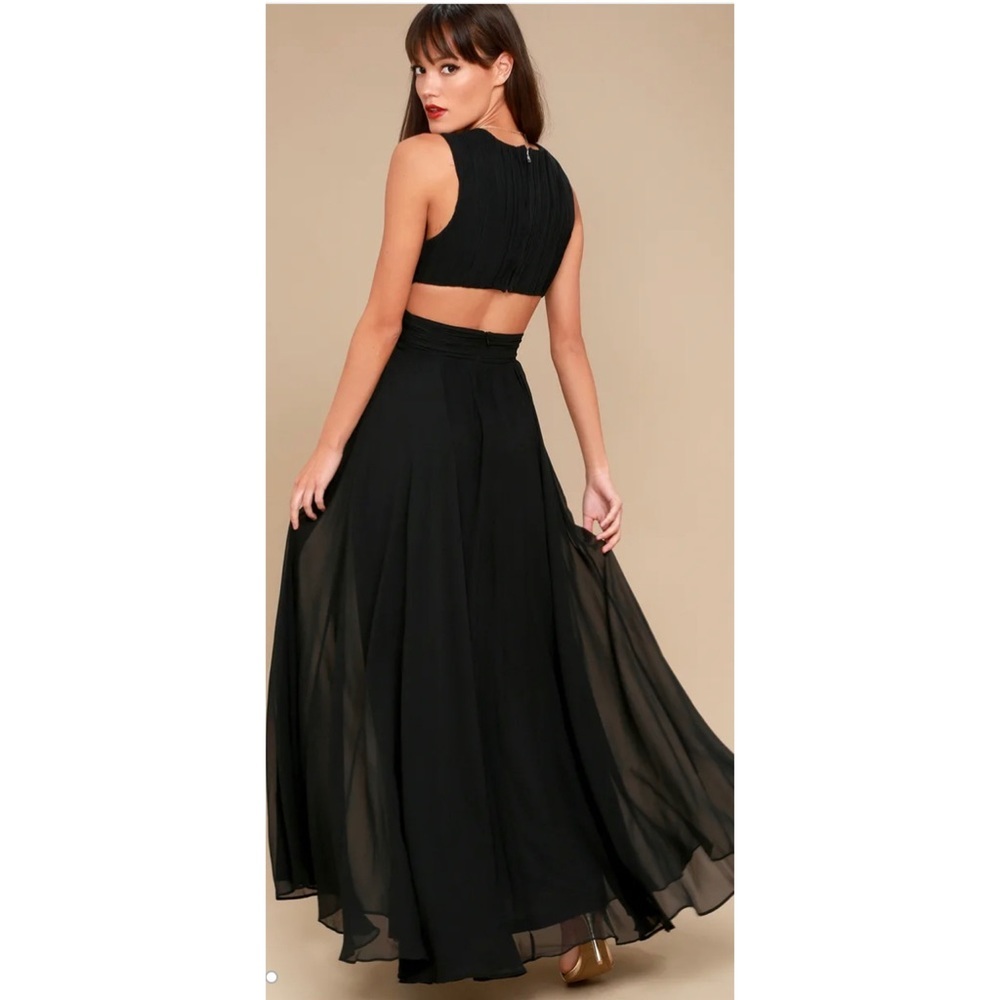 Lulus Vivid Imagination Black Cutout Maxi Dress